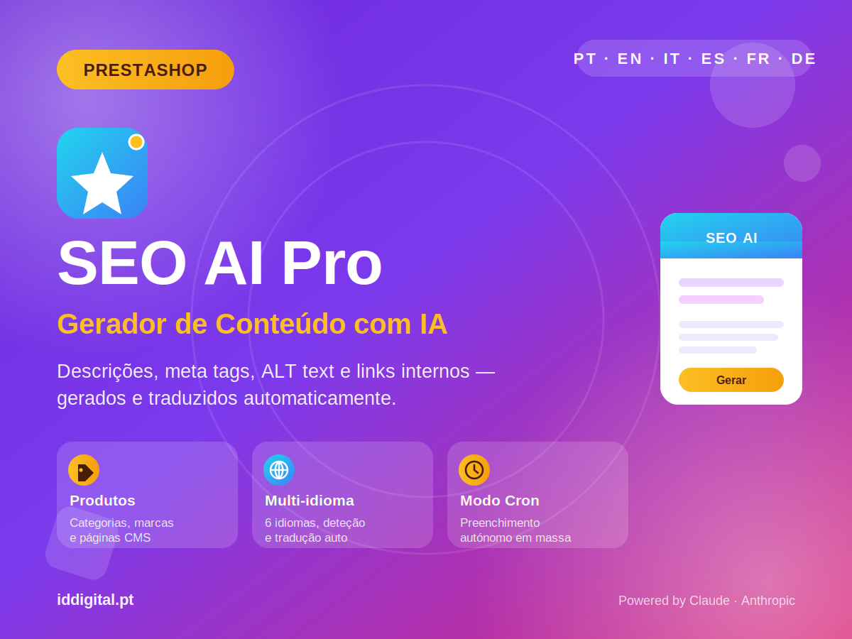 Addon prestashop SEO AI Pro multi-idioma