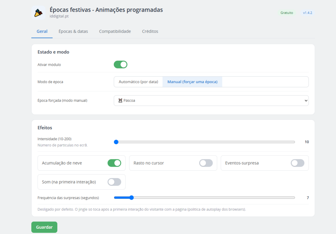 Addon prestashop Épocas Festivas